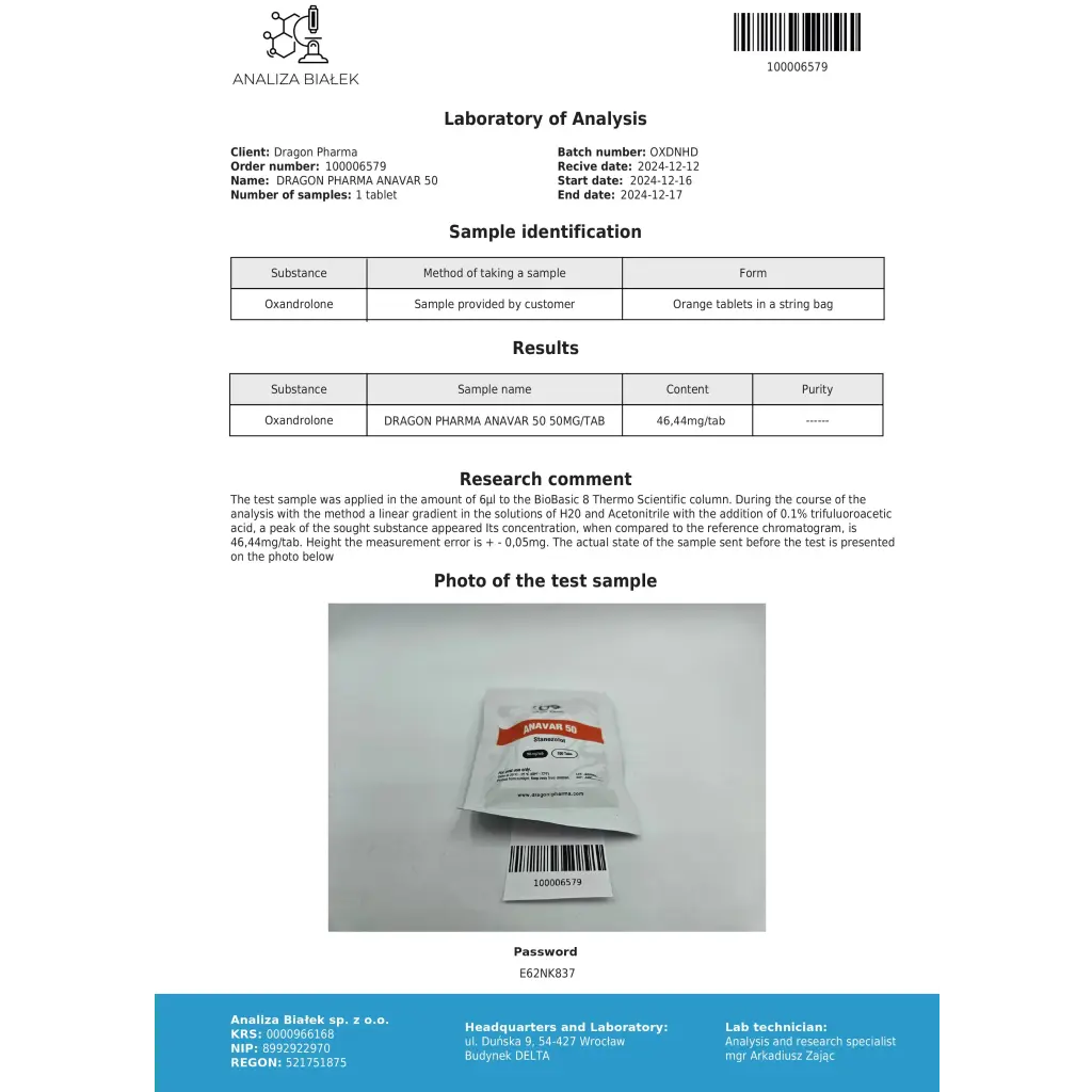 buy Anavar 50 Dragon Pharma, Europe