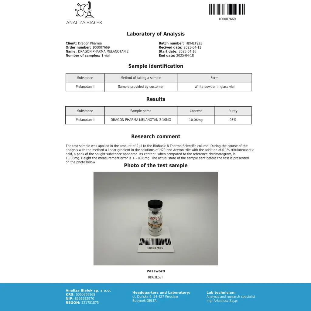 buy Melanotan 2 10mg Dragon Pharma, Europe