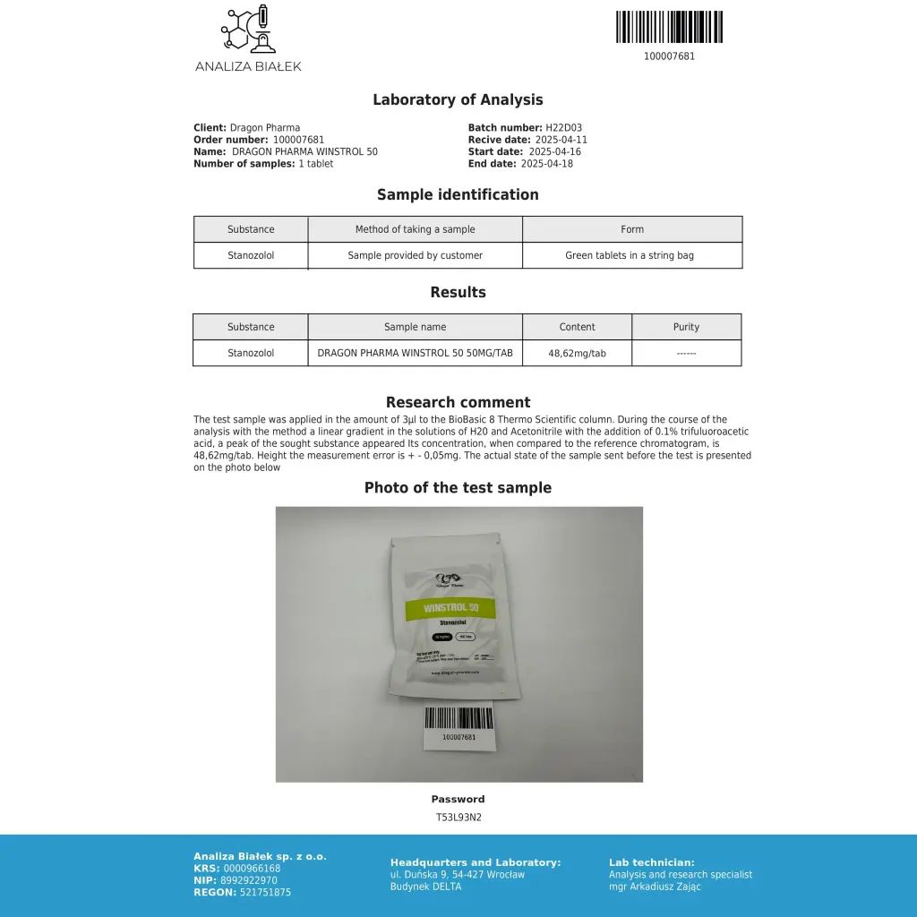 buy Winstrol 50mg Dragon Pharma, Europe